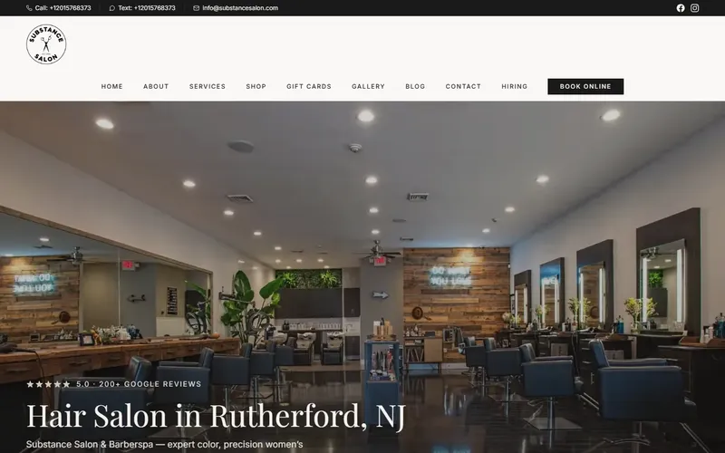 Substance Salon website hero
