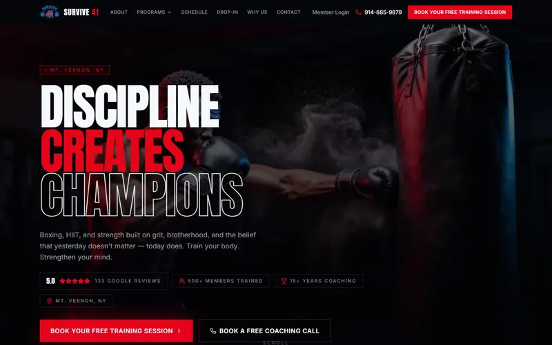 Survive 41 boxing gym website