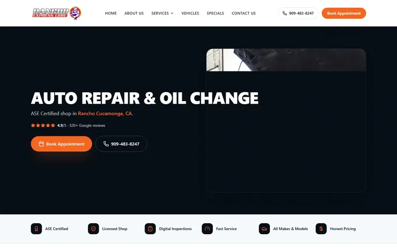 Rancho Express Lube website